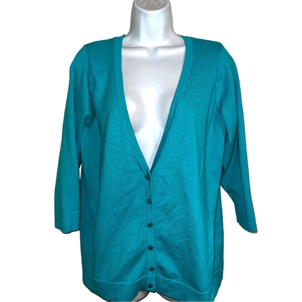 Avenue Turquoise 3/4 sleeve Cardigan SZ 14/16